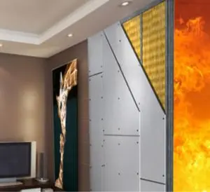Feuer wird von einer Wand mit Brandschutz abgehalten